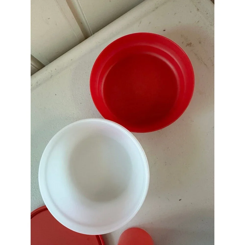 New Red Tupperware Food Drink Storage Bowls Containers Mix Lot 6 Piece Set